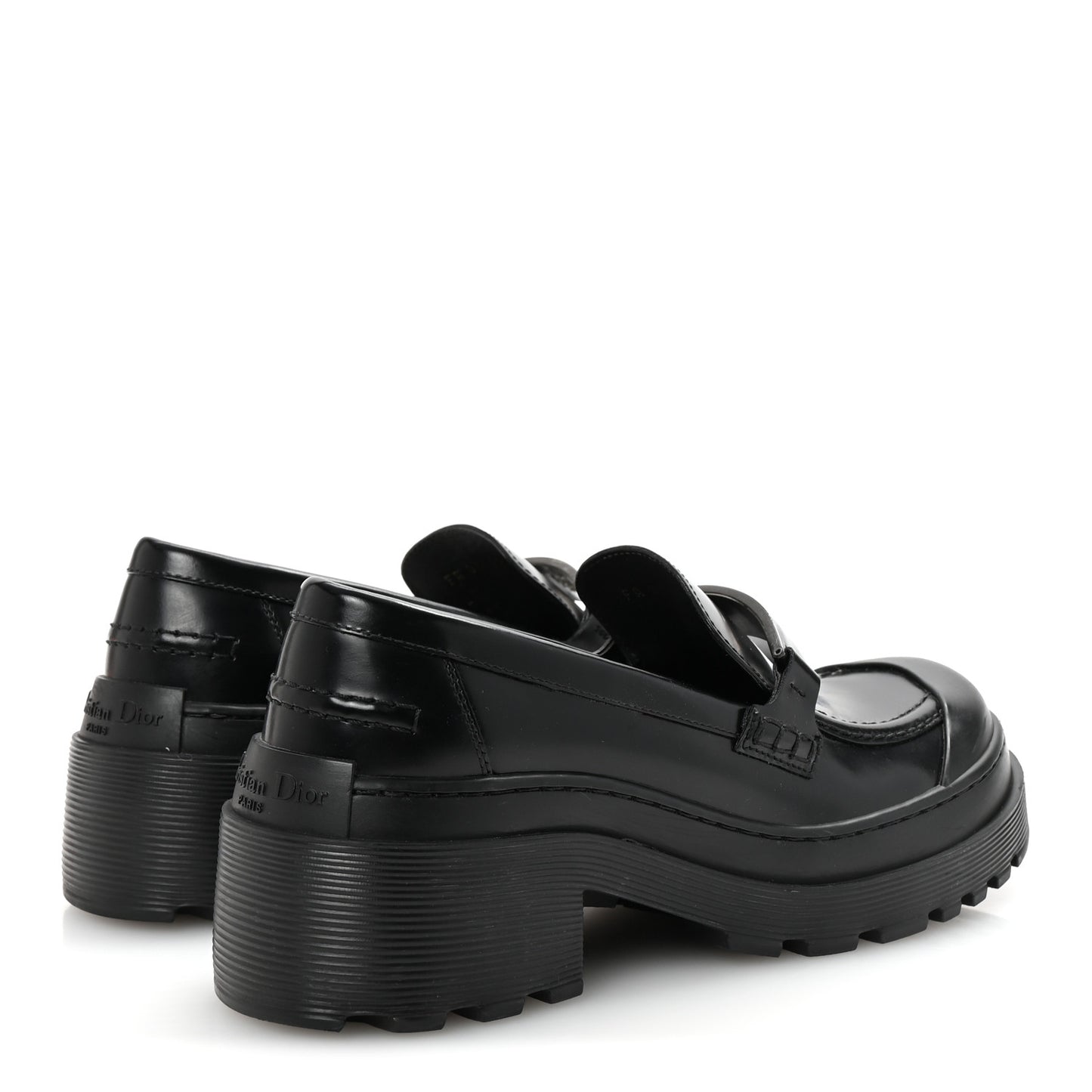 Brushed Calfskin Dior Code Lug Sole Platform 35mm Loafers 38.5 Black