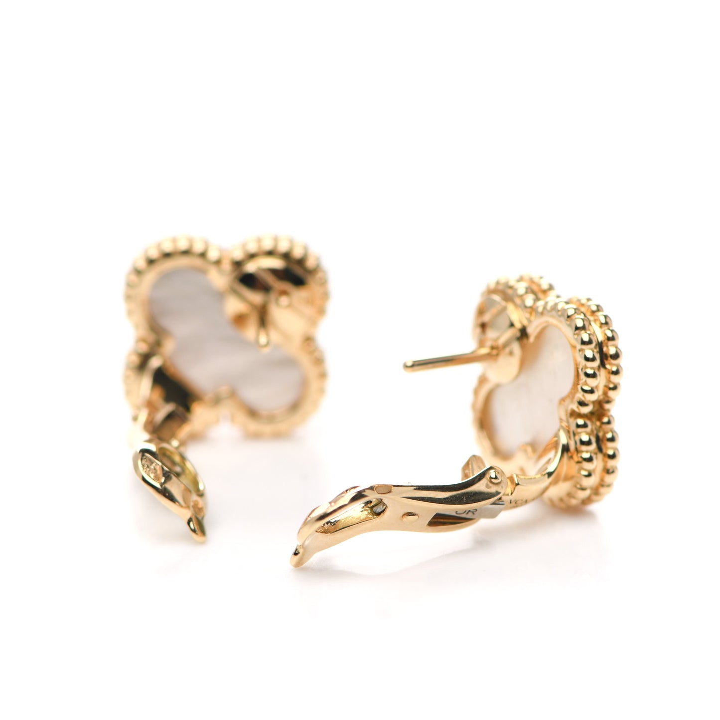 18K Yellow Gold Mother of Pearl Vintage Alhambra Earrings