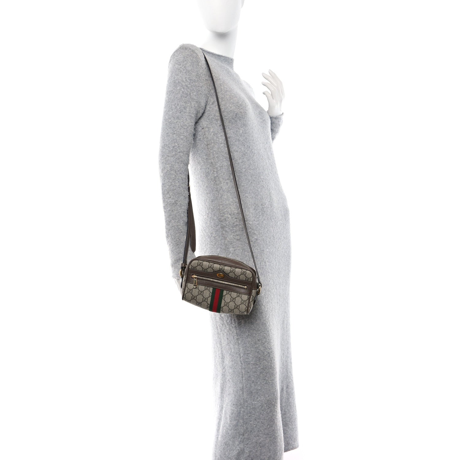 Gucci GG Supreme Monogram Web Mini Ophidia Shoulder Bag Brown 2 of 14