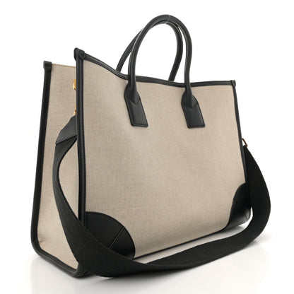 MCM Calfskin Linen Large Munchen Tote Black 4 of 12