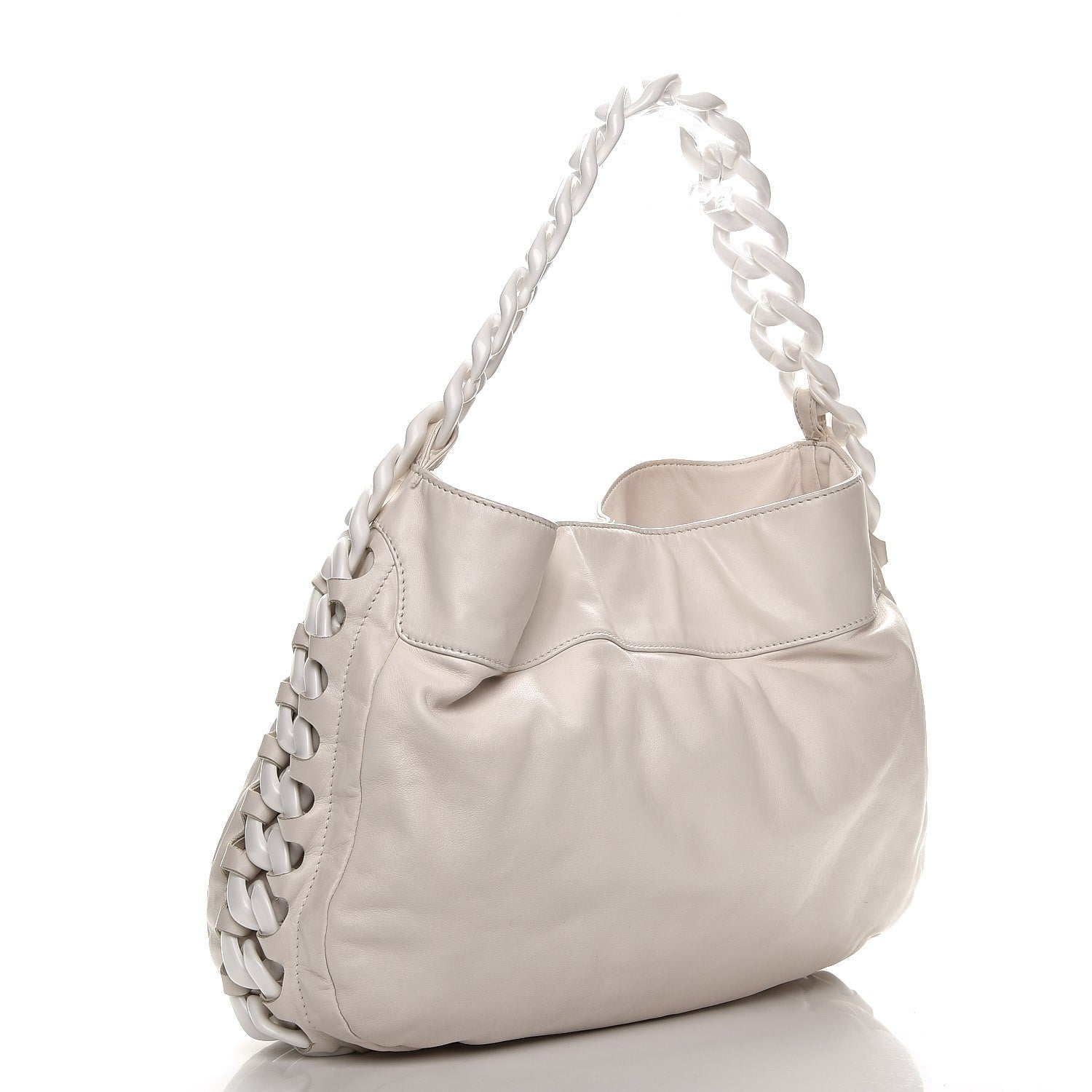 Chanel Calfskin Modern Chain Rhodoid Hobo White 3 of 11