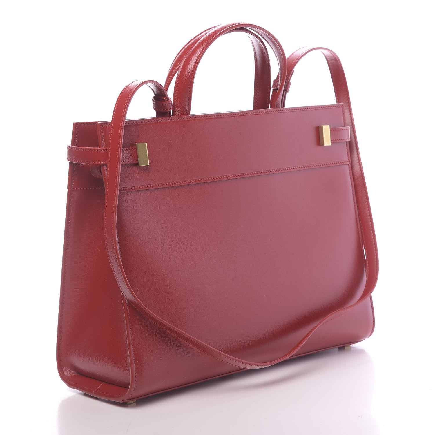 Saint Laurent Calfskin Small Manhattan Shopper Tote Red 3 of 9