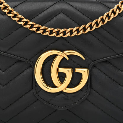 Gucci Calfskin Matelasse Mini GG Marmont Chain Wallet Black 8 of 11