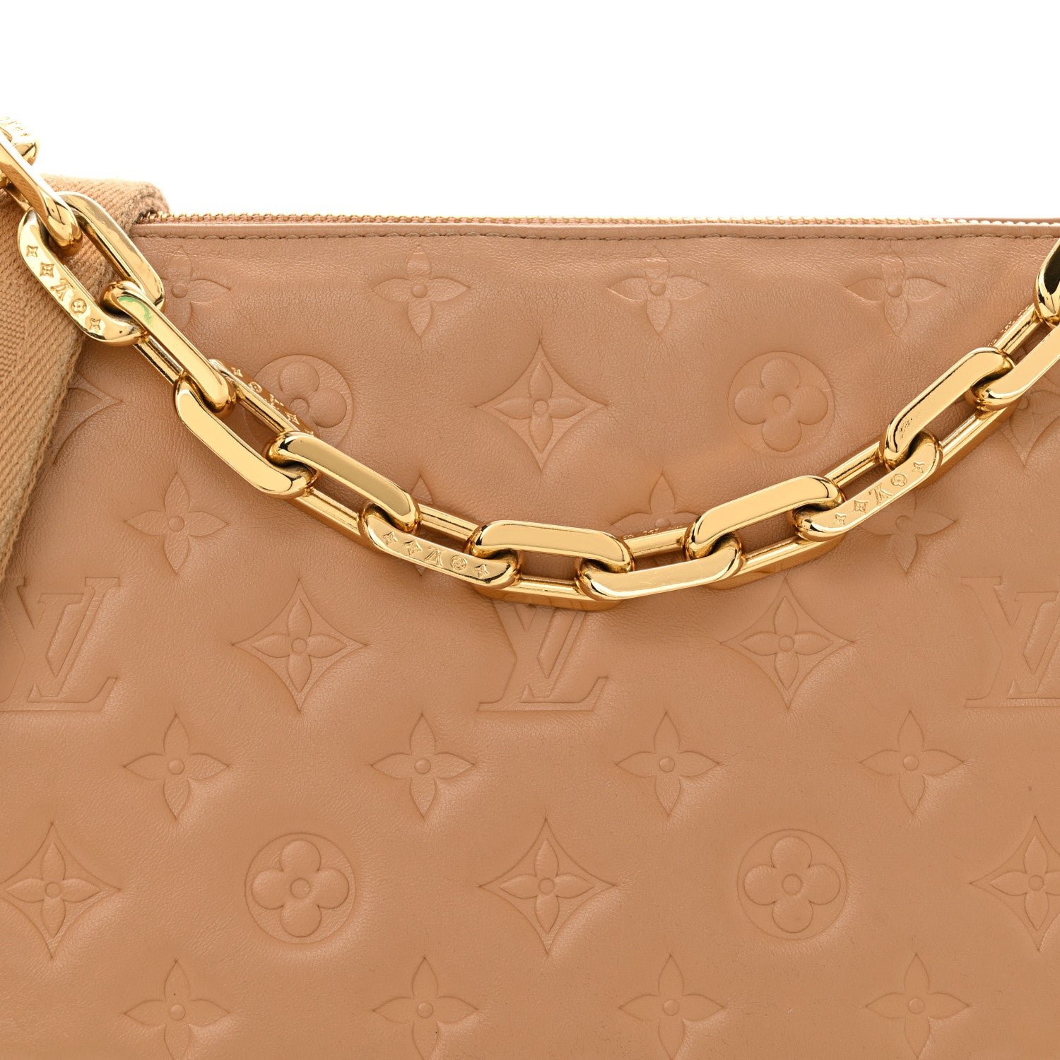 Louis Vuitton Lambskin Embossed Monogram Coussin PM Camel 7 of 11