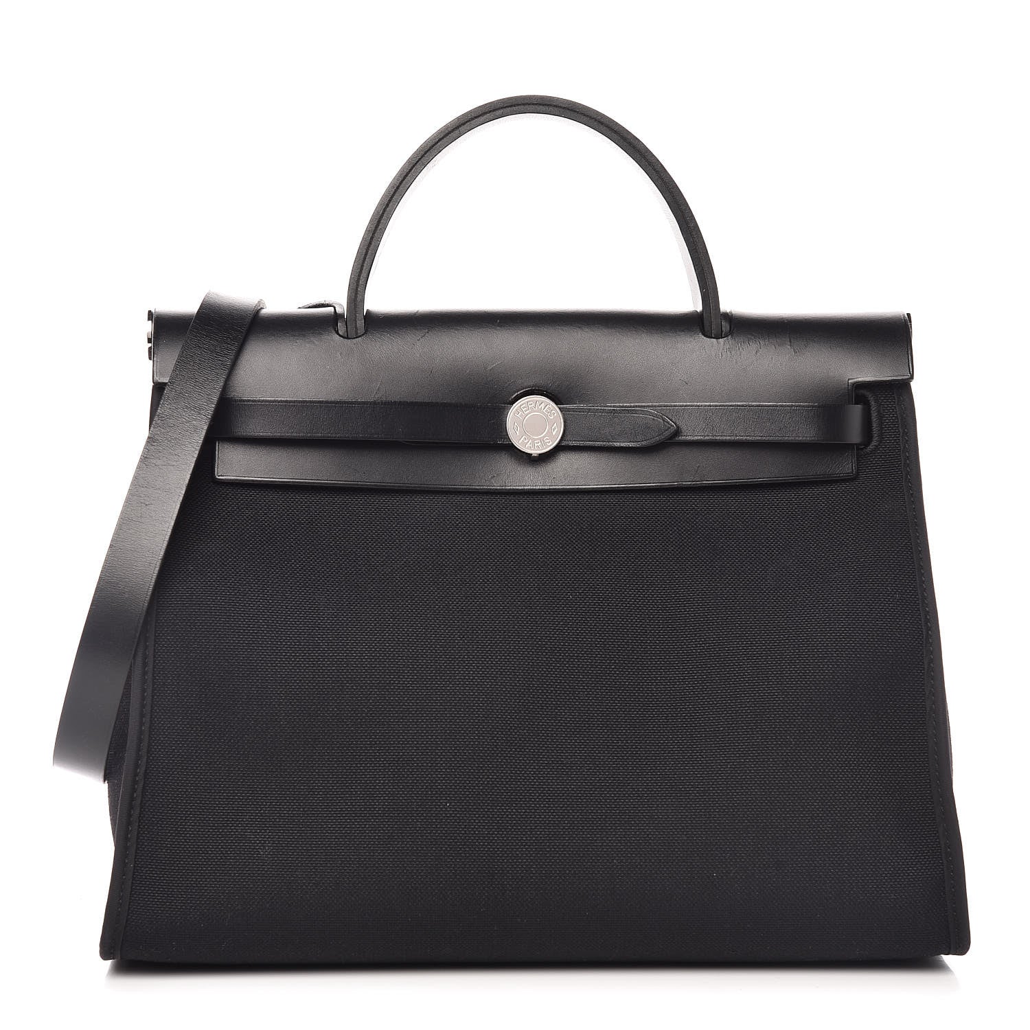 Hermes Military Toile Vache Hunter Herbag Zip PM 31 Black 1 of 11