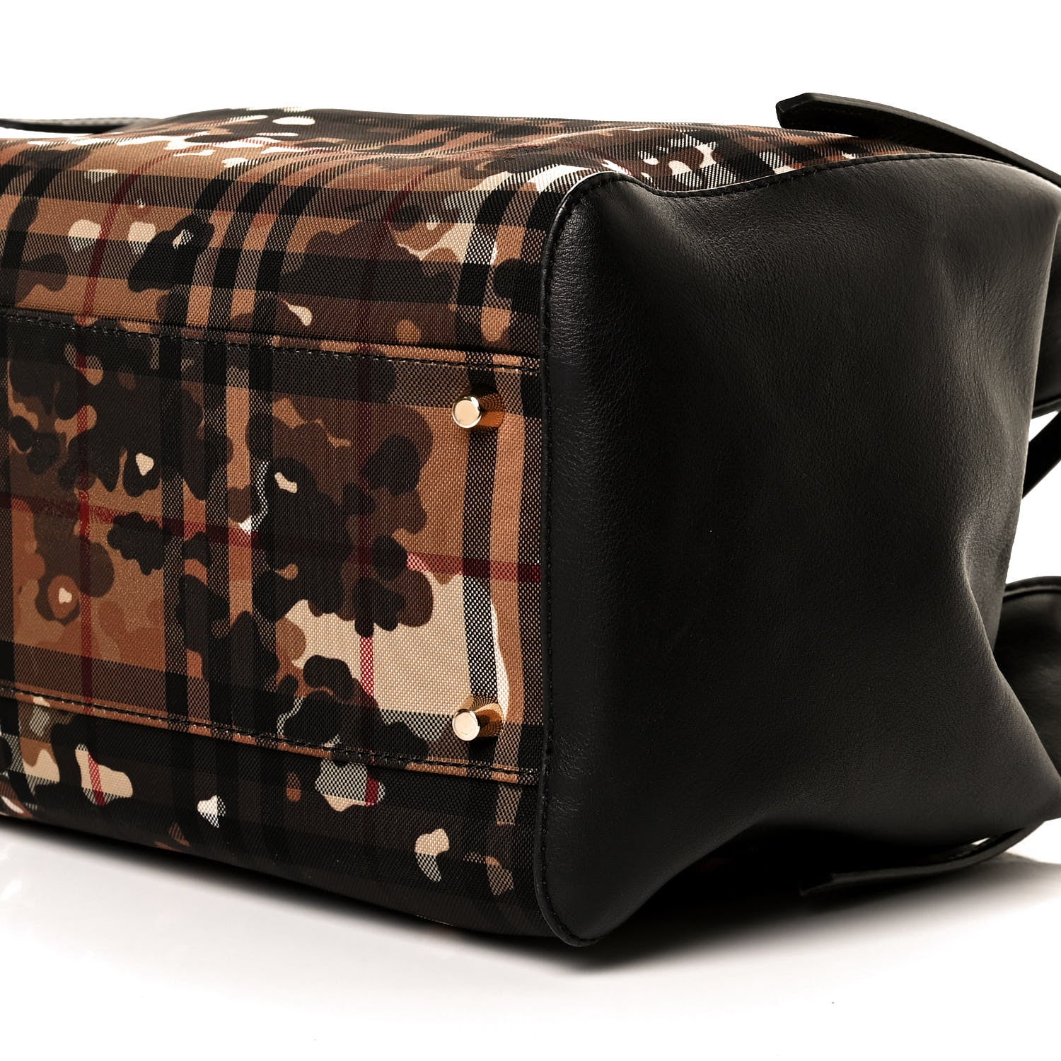 Burberry Nylon Calfskin Camouflage Check Small Canterbury Tote Black 11 of 11