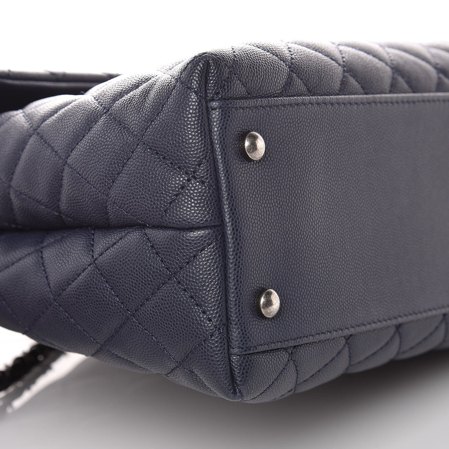 Caviar Lizard Quilted Large Coco Handle Flap Blue