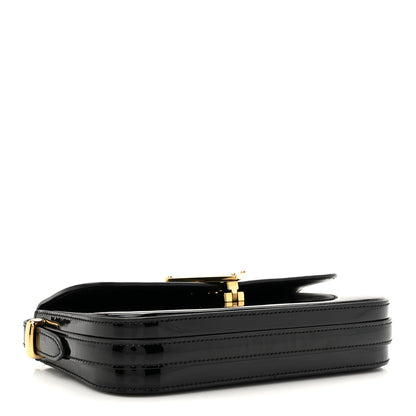 Prada Vernice Metal Triangle Logo Flap Shoulder Bag Black 4 of 9