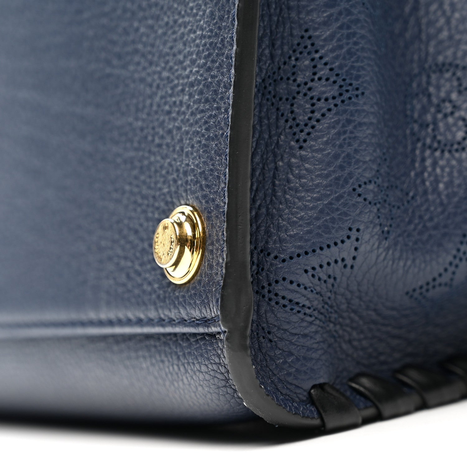 Louis Vuitton Calfskin Mahina Braided On My Side MM Navy Blue 10 of 11