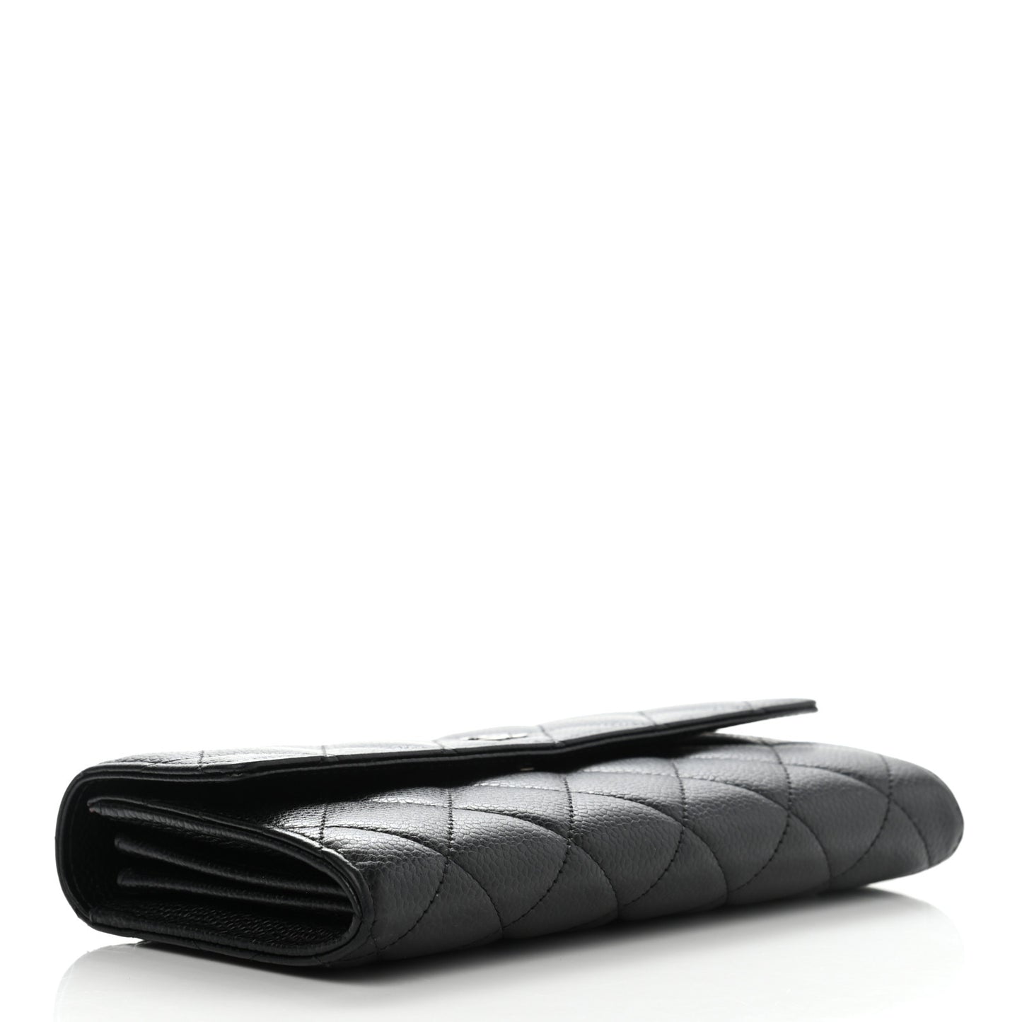 Caviar Quilted Large Flap Wallet Black