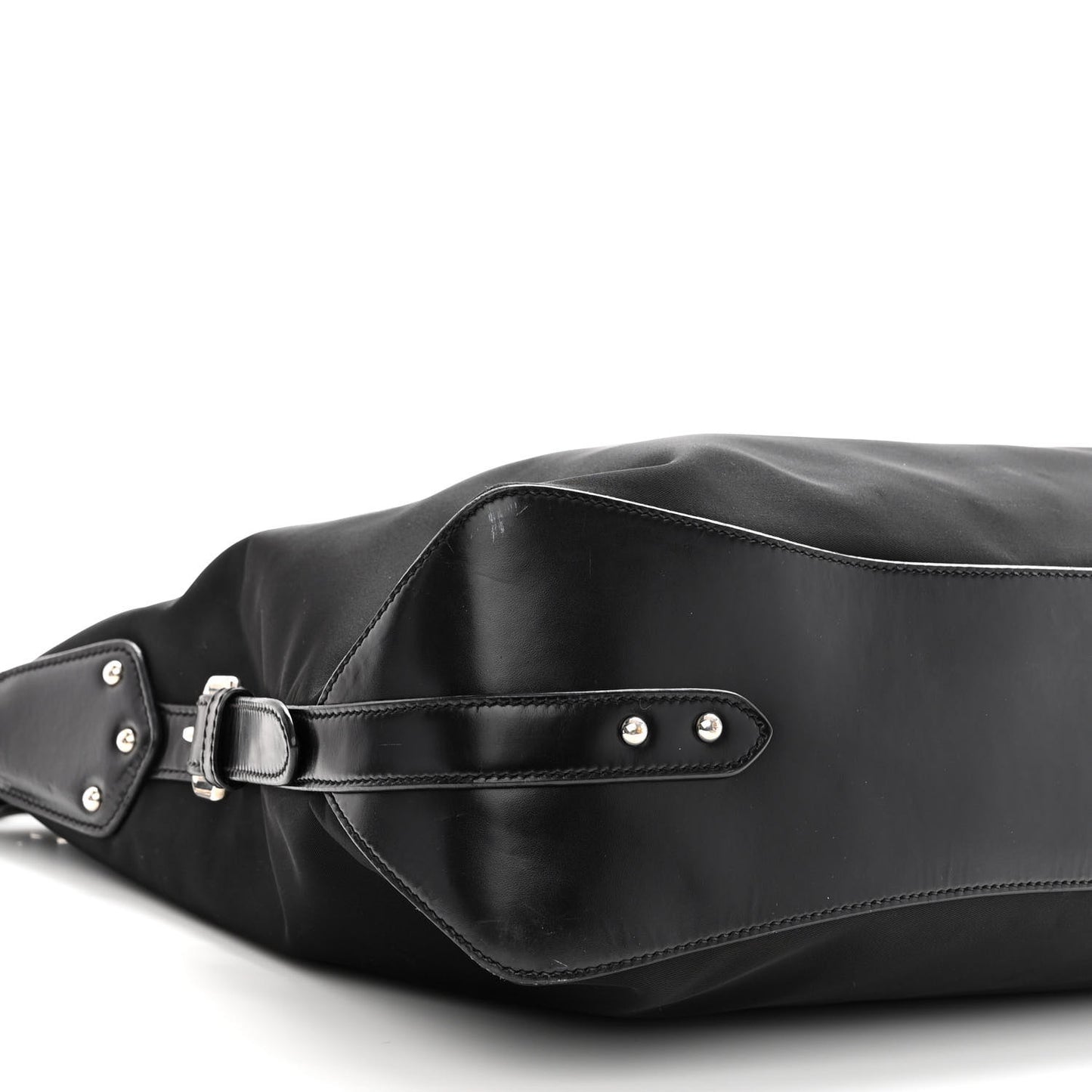 Tessuto Nylon Calfskin Hobo Black