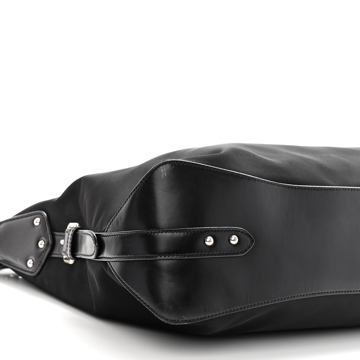 Prada Tessuto Nylon Calfskin Hobo Black 8 of 10