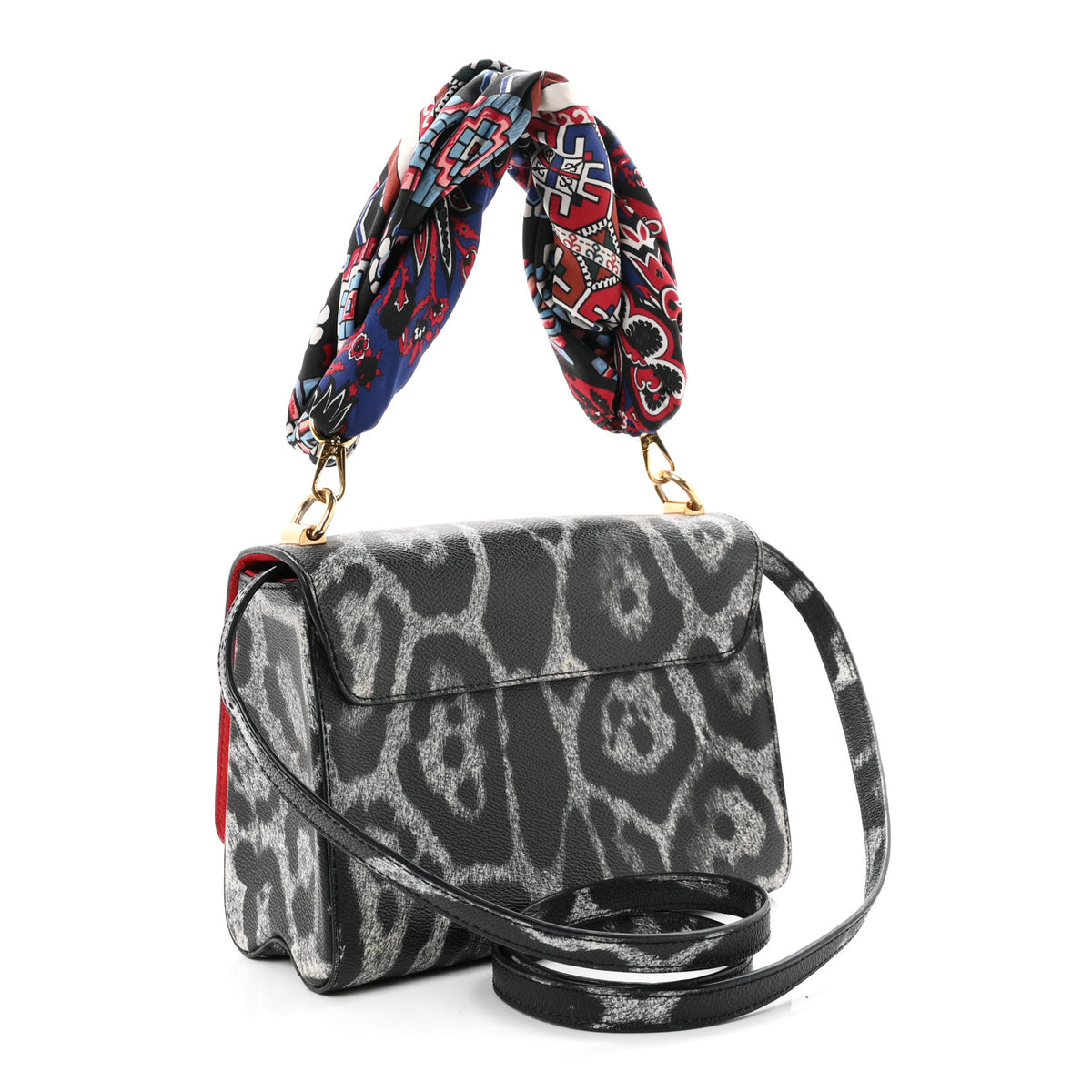 Louis Vuitton Calfskin Wild Animal Print Scarf Handle Twist Shoulder Bag MM 3 of 10