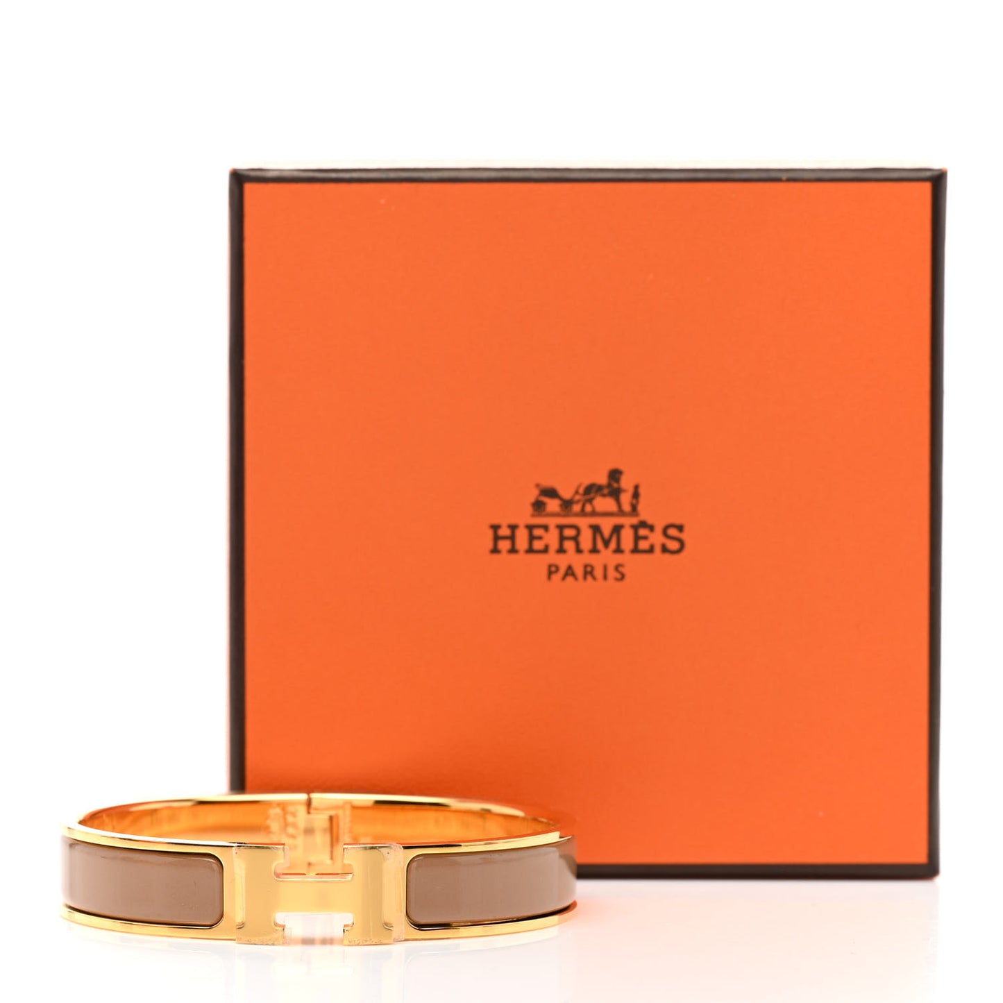 Enamel Narrow Clic Clac H Bracelet GM Marron Glace