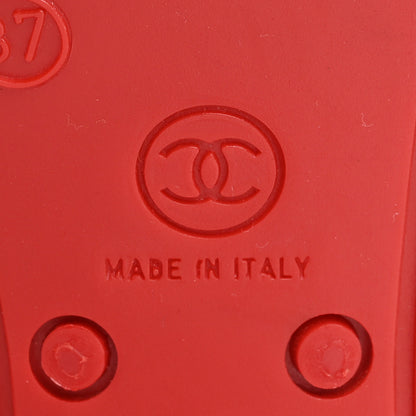 Chanel Rubber Camellia Rain Boots 37 Red 6 of 13