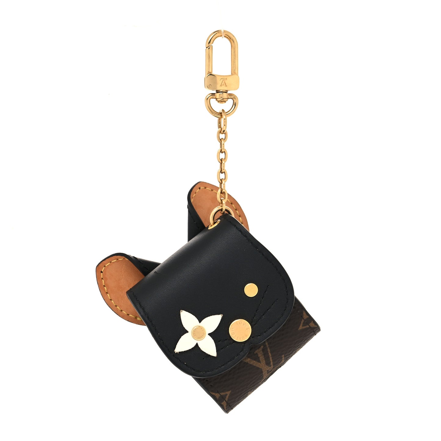 Monogram Cat Earphones Case Black