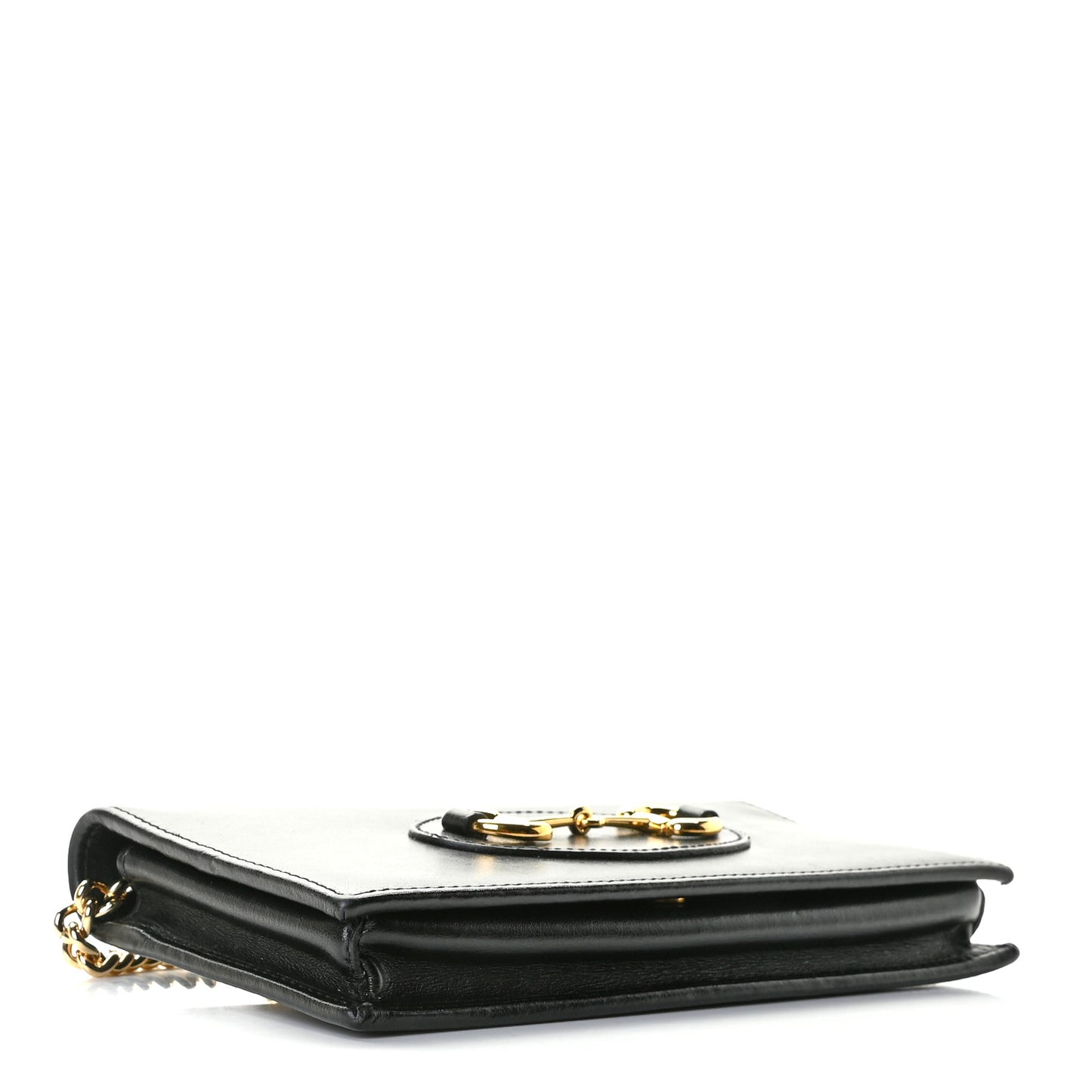 Boarded Plutone Calfskin Horsebit 1955 Wallet On Chain Black