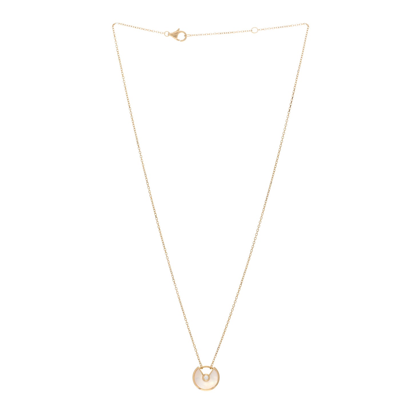 18K Yellow Gold Diamond Mother of Pearl XS Amulette de Cartier Pendant Necklace
