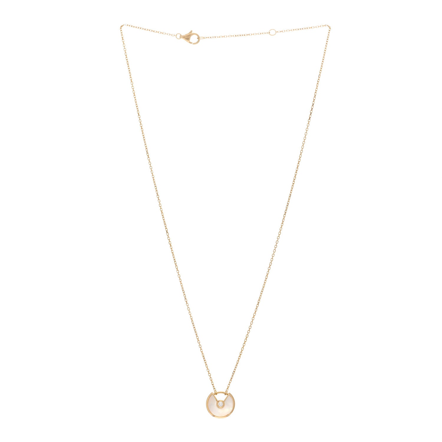 Cartier 18K Yellow Gold Diamond Mother of Pearl XS Amulette de Cartier Pendant Necklace 3 of 5