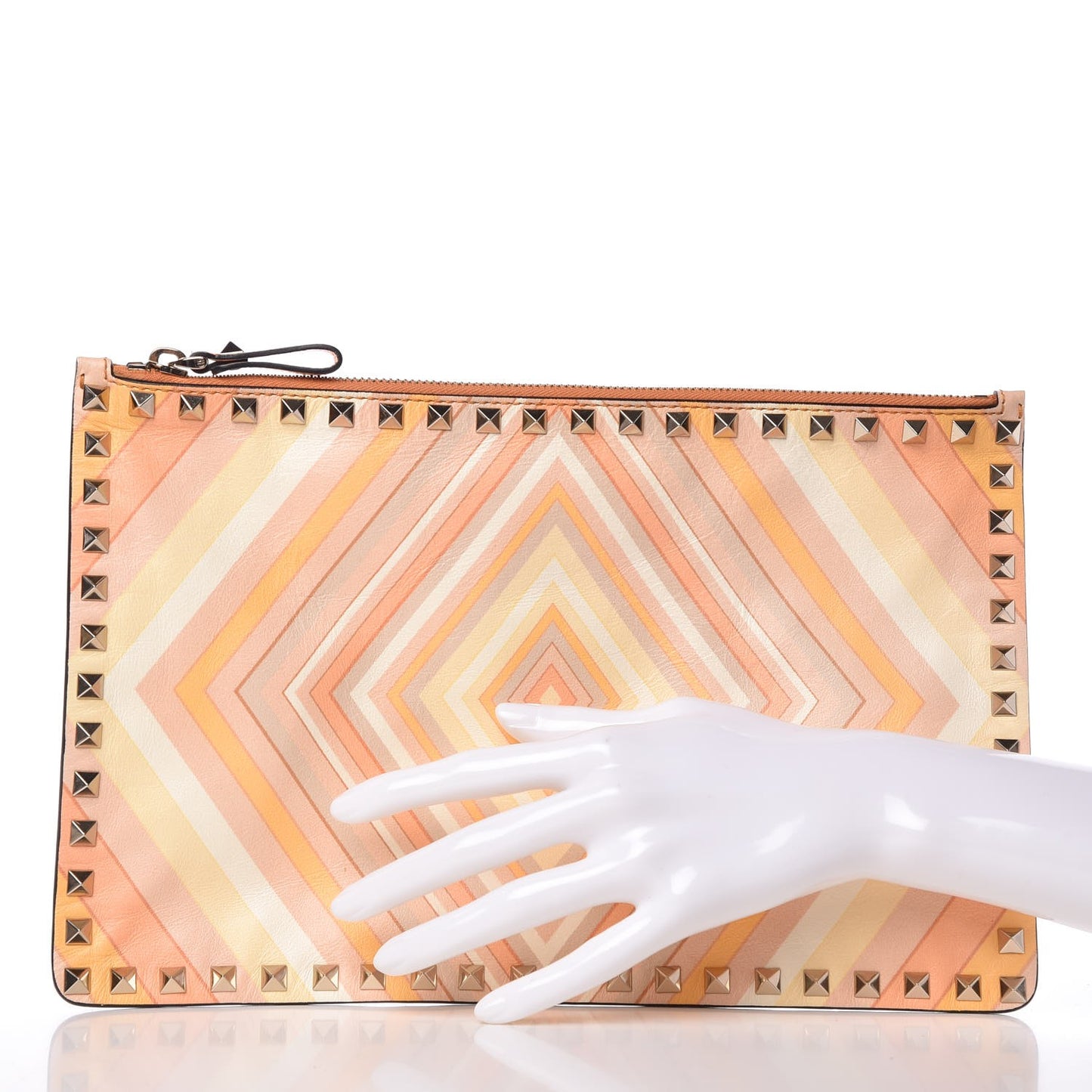 Nappa Native Couture 1975 Rockstud Zip Pouch Mandarin Sorbet