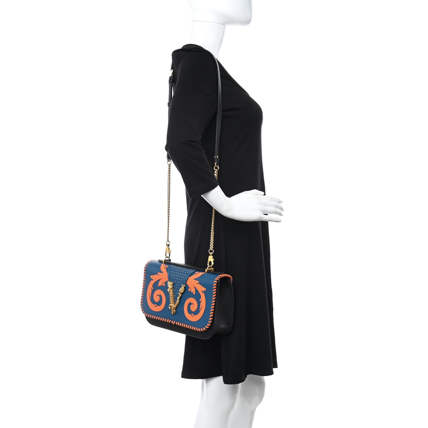 Versace Nappa Virtus Top Handle Shoulder Bag 2 of 9