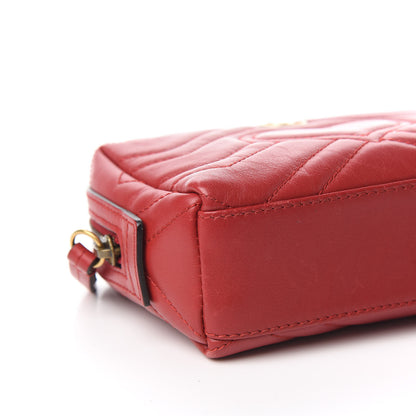Gucci Calfskin Matelasse GG Marmont Cosmetic Case Hibiscus Red 8 of 10