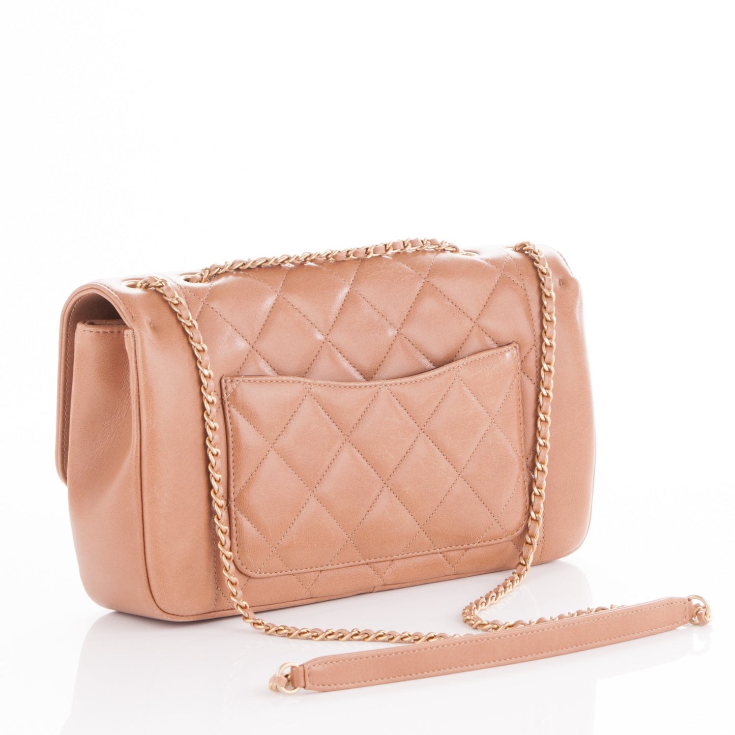 Lambskin Quilted Medium Single Flap Beige