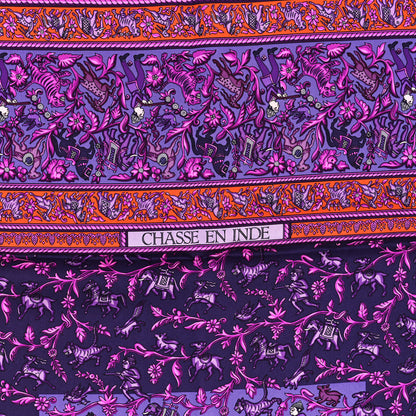 Hermes Silk Chasse en Inde Scarf 90 Violet Orange Rose Indien 4 of 4