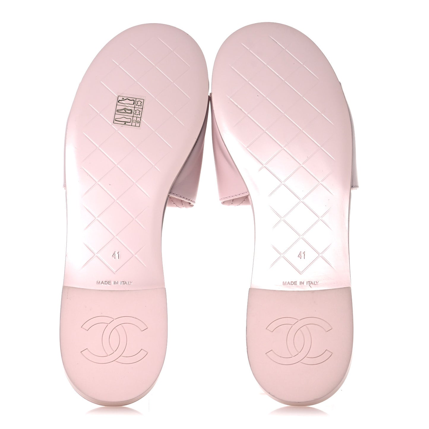Lambskin Quilted Turnlock Flat Mules 41 Light Pink