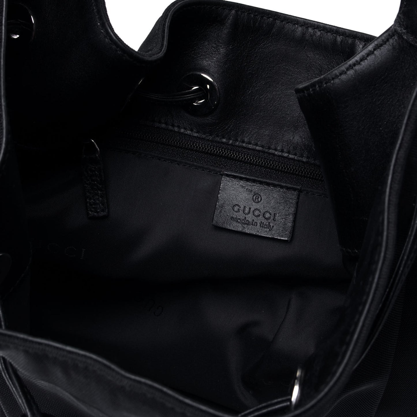 Nylon Drawstring Shoulder Bag Black