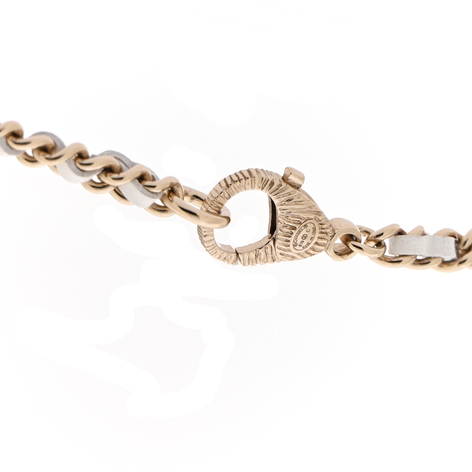 Chanel Pearl Crystal Lambskin Chain CC Necklace White Gold 6 of 7