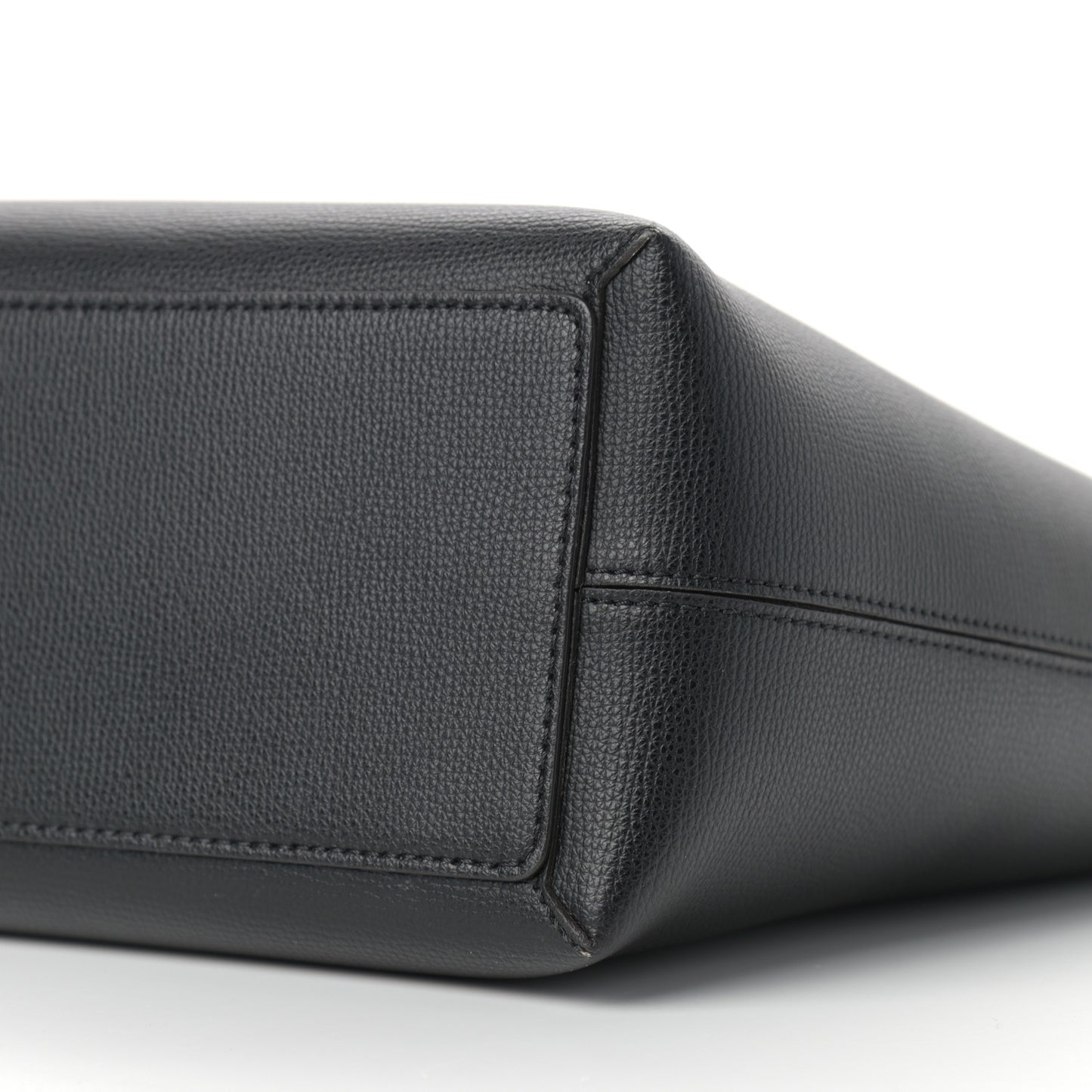 Grainy Calfskin Haymarket Check Medium Reversible Tote Black