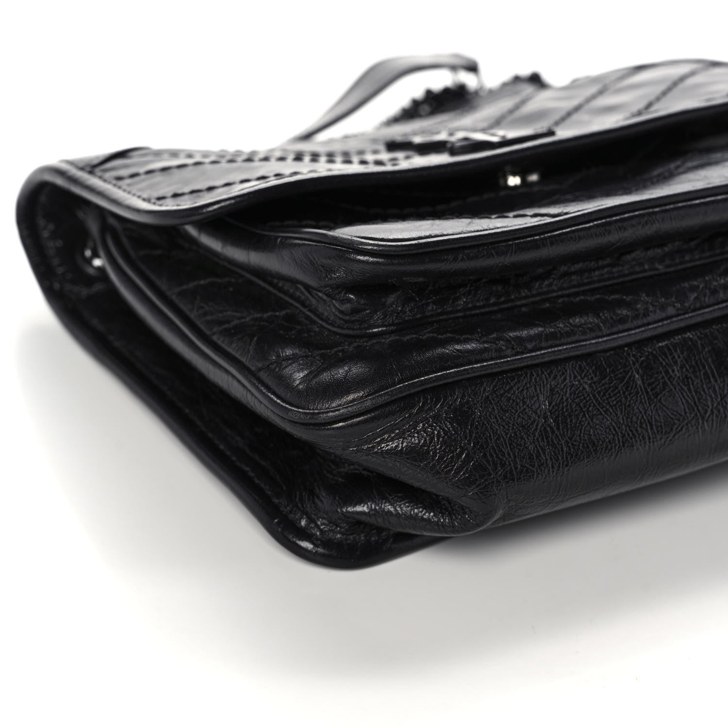 Saint Laurent Crinkled Calfskin Matelasse Monogram Baby Niki Chain Satchel Black 5 of 13