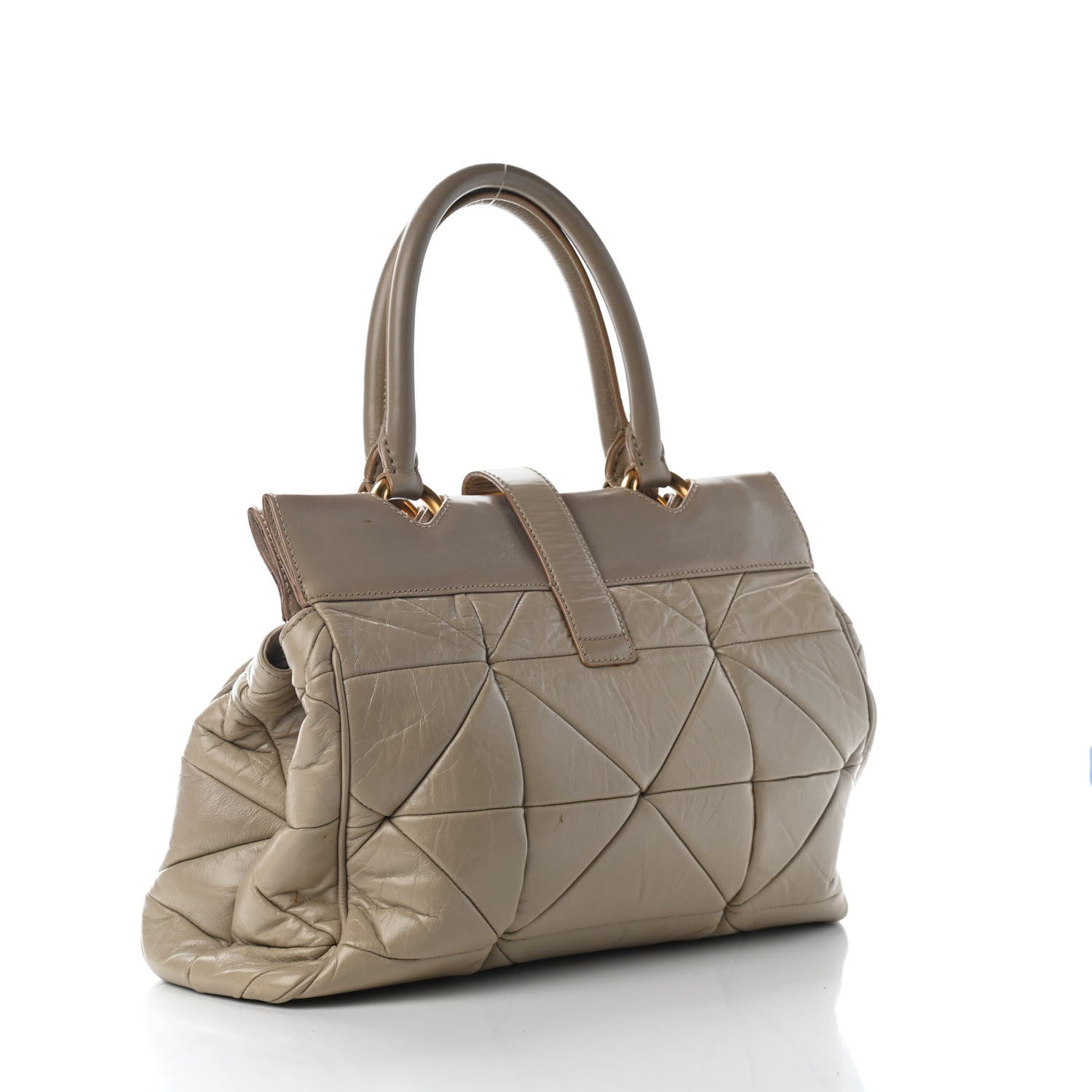 Marc Jacobs Calfskin Quilted Satchel Beige 3 of 10