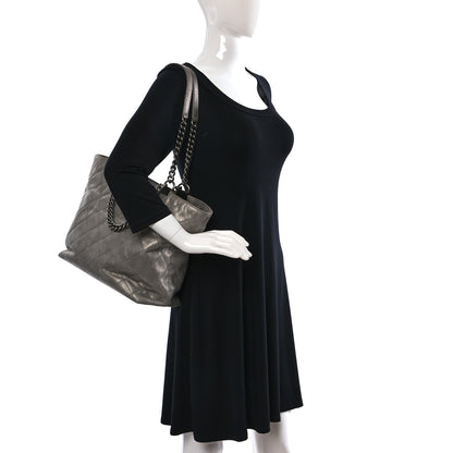 Chanel Metallic Calfskin Quilted Small Shopping In Chains Tote Silver 2 of 9