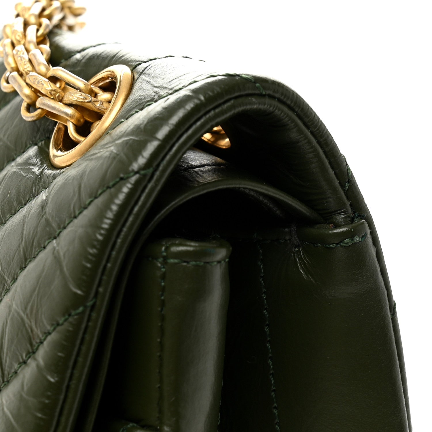 Chanel Aged Calfskin Chevron Quilted 2.55 Reissue 225 Flap Green 11 of 12