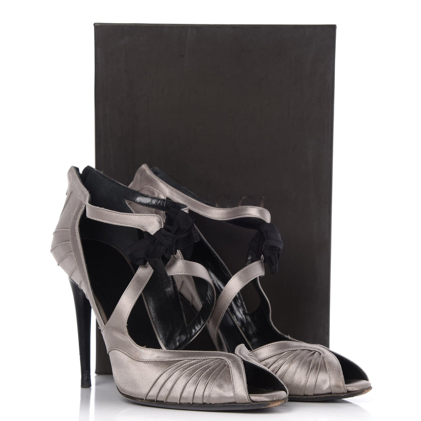Satin Tessuto Nylon Bow Pumps 11 Argento