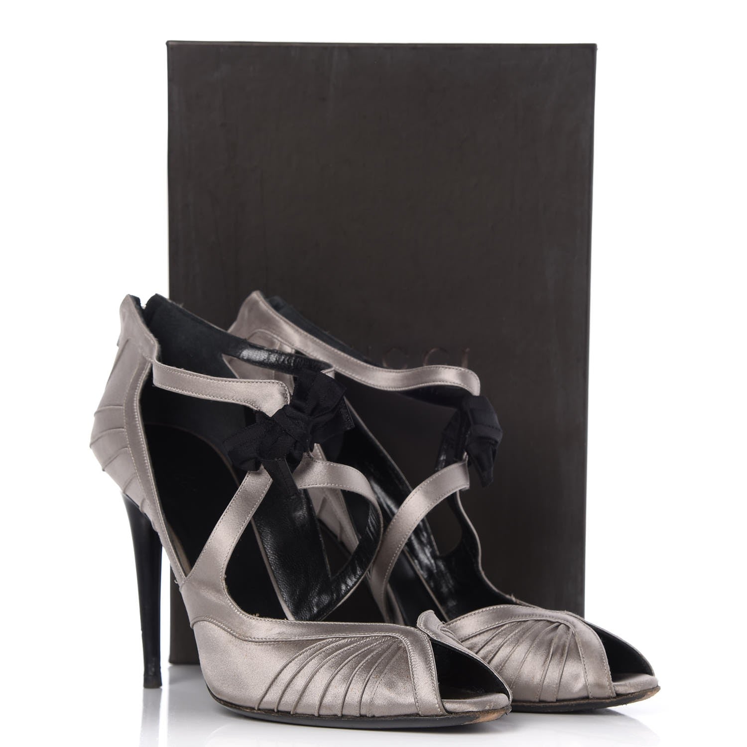 Gucci Satin Tessuto Nylon Bow Pumps 11 Argento 14 of 14