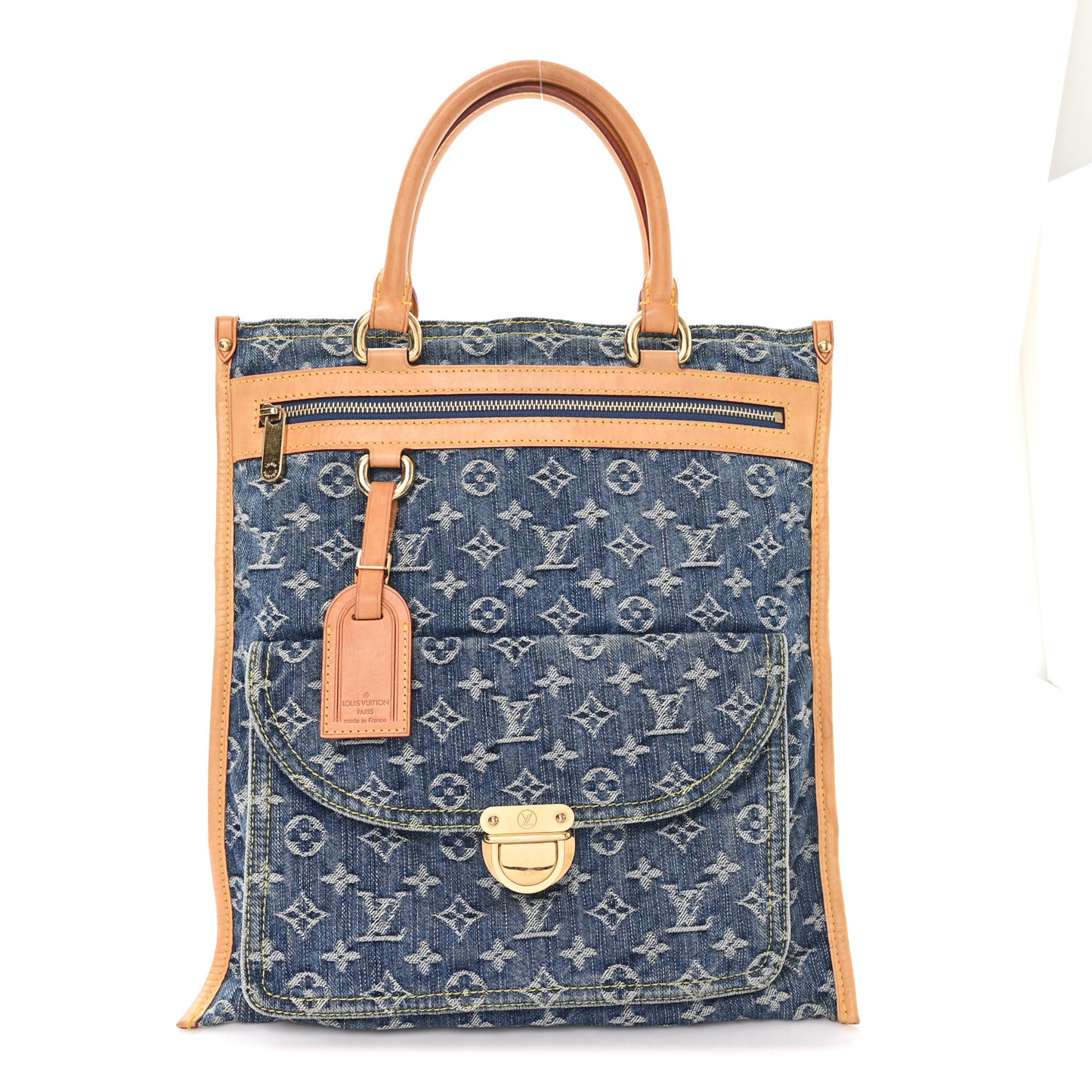 Monogram Denim Sac Plat Blue