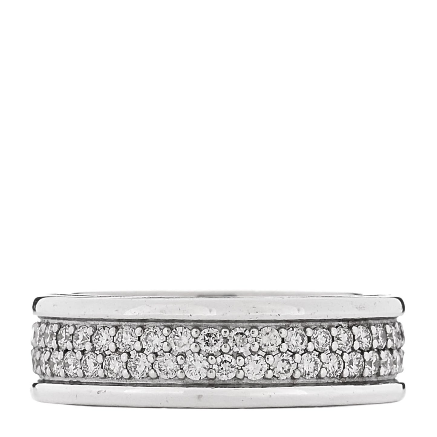 Sterling Silver Diamond Streamline Two-Row Band Ring 57 8