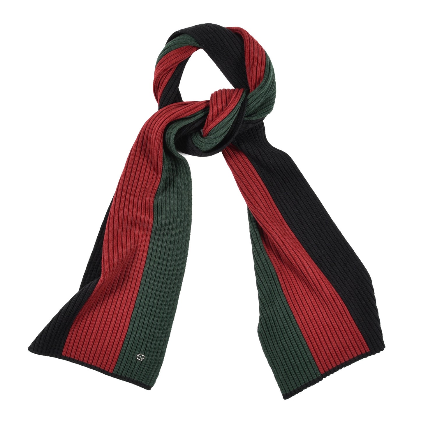 Wool Ribbed Knit Stripe Scarf