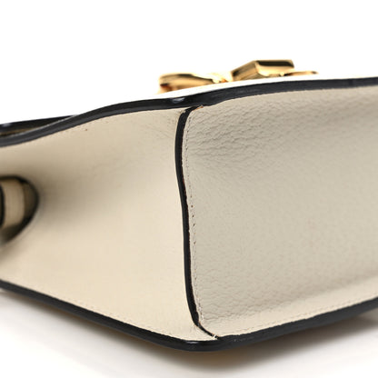 Gucci Textured Calfskin Bee Star Print Mini Sylvie Top Handle Bag Mystic White 8 of 10