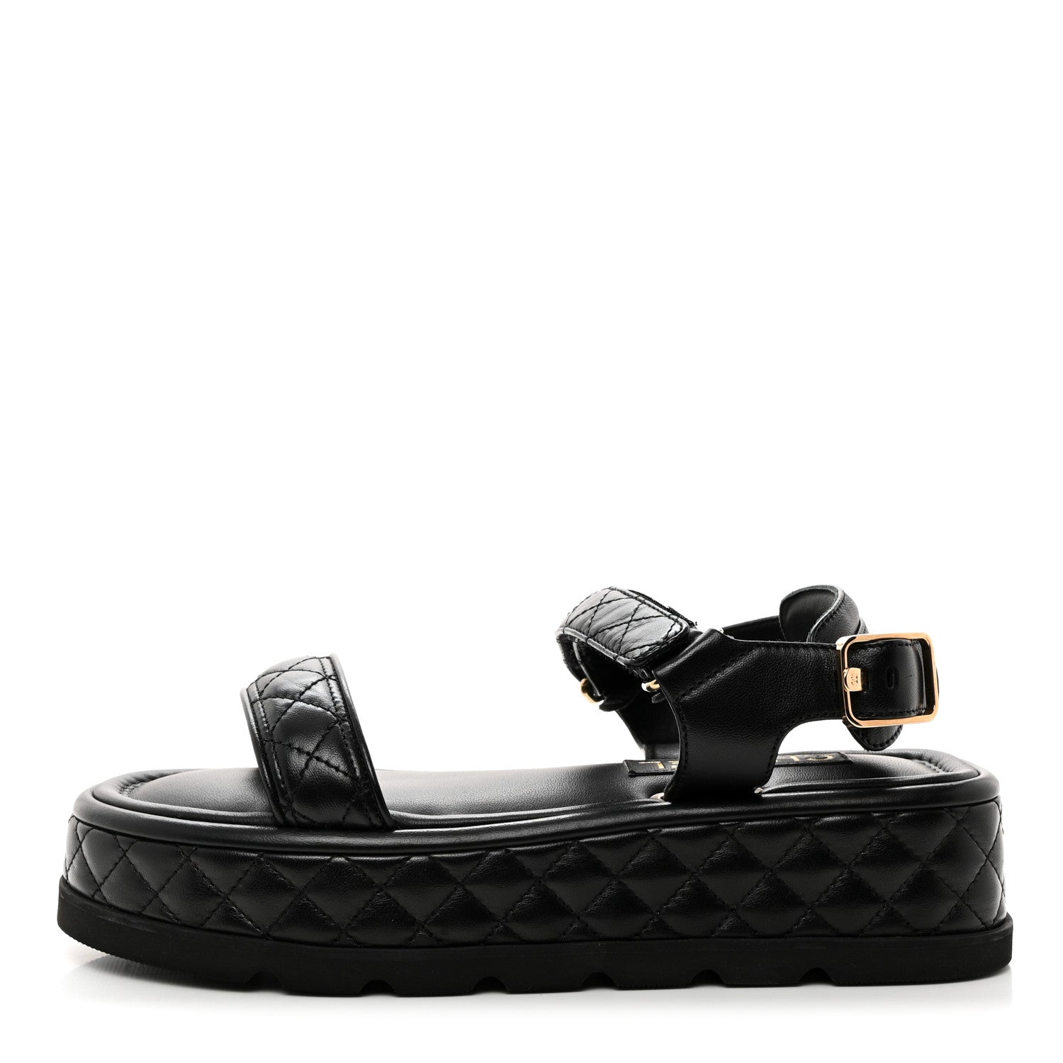 Chanel Lambskin Quilted Platform Sandals 39 Black 1 of 10