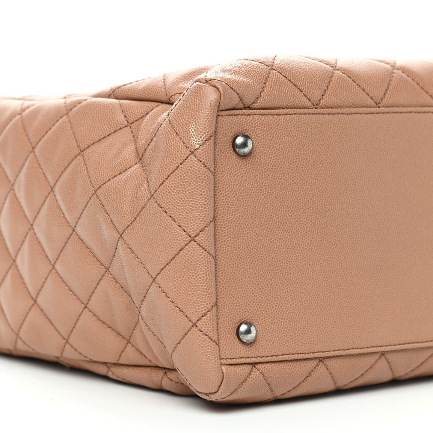 Caviar Quilted Large Coco Handle Shopping Tote Beige