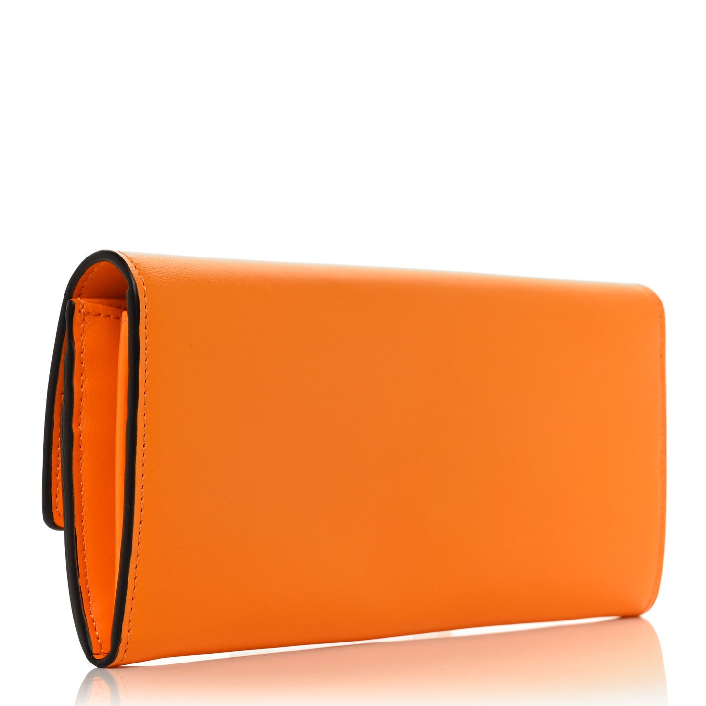 Vitello King Tamponato Logo Embossed Continental Wallet Clementine
