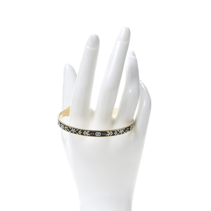Gucci 18K Yellow Gold Black Enamel Icon Blooms Cuff Bracelet 2 of 7