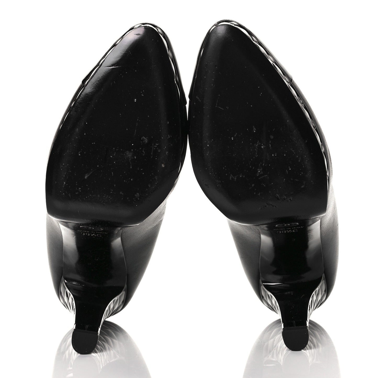 Lambskin Patent CC Cap Toe Platform Quilted Pumps 38.5 Black