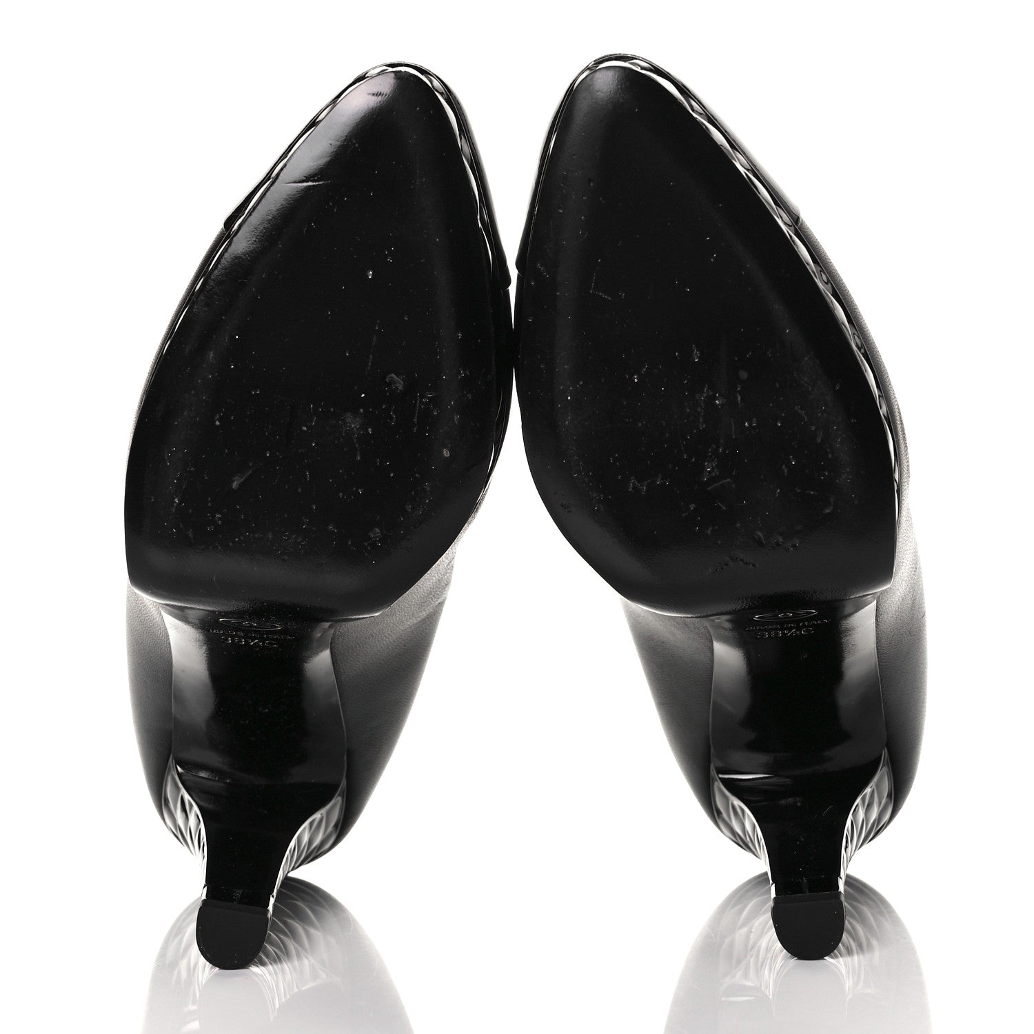 Chanel Lambskin Patent CC Cap Toe Platform Quilted Pumps 38.5 Black 10 of 20