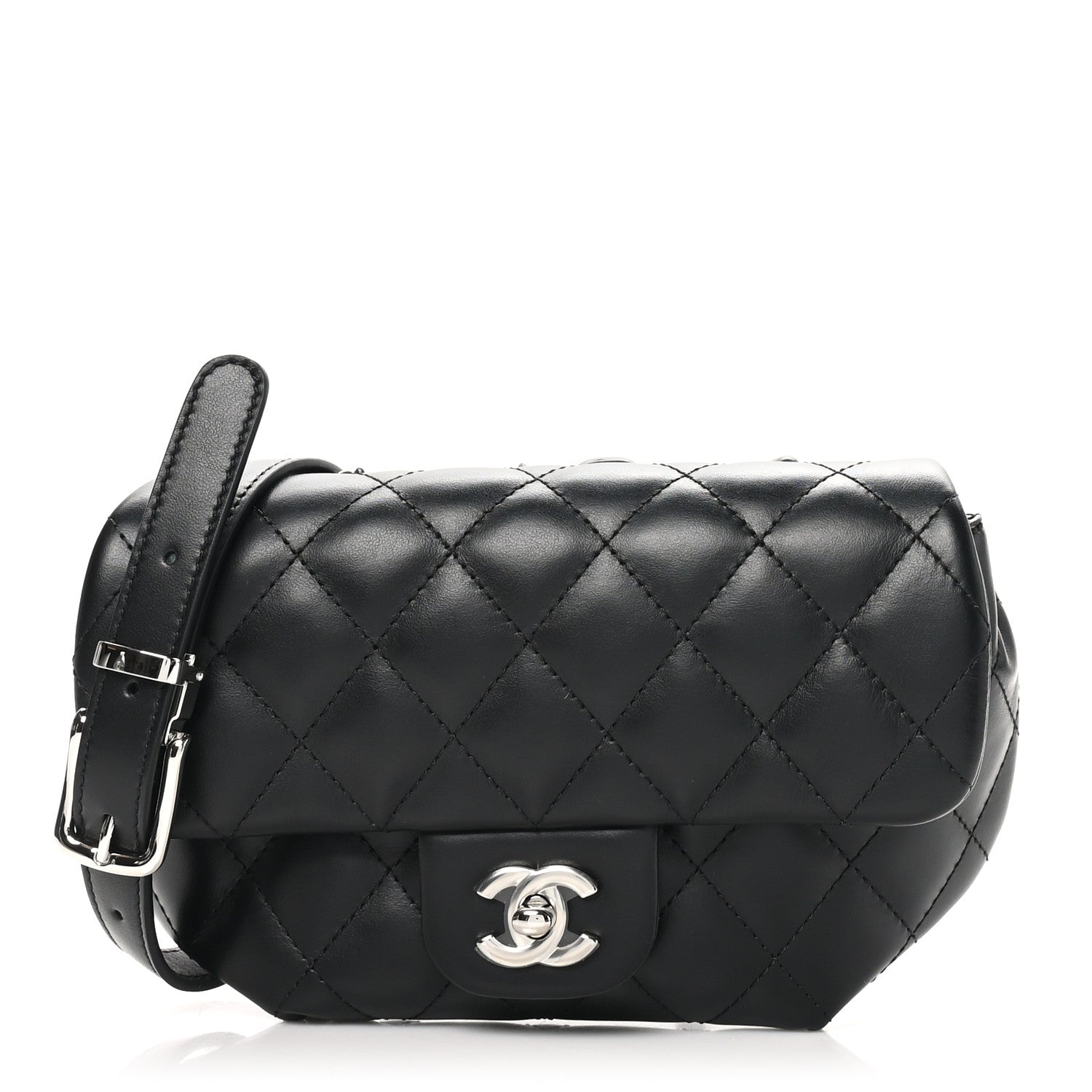 Chanel Calfskin Quilted CC Uniform Flap Belt Bag Black 1 of 11