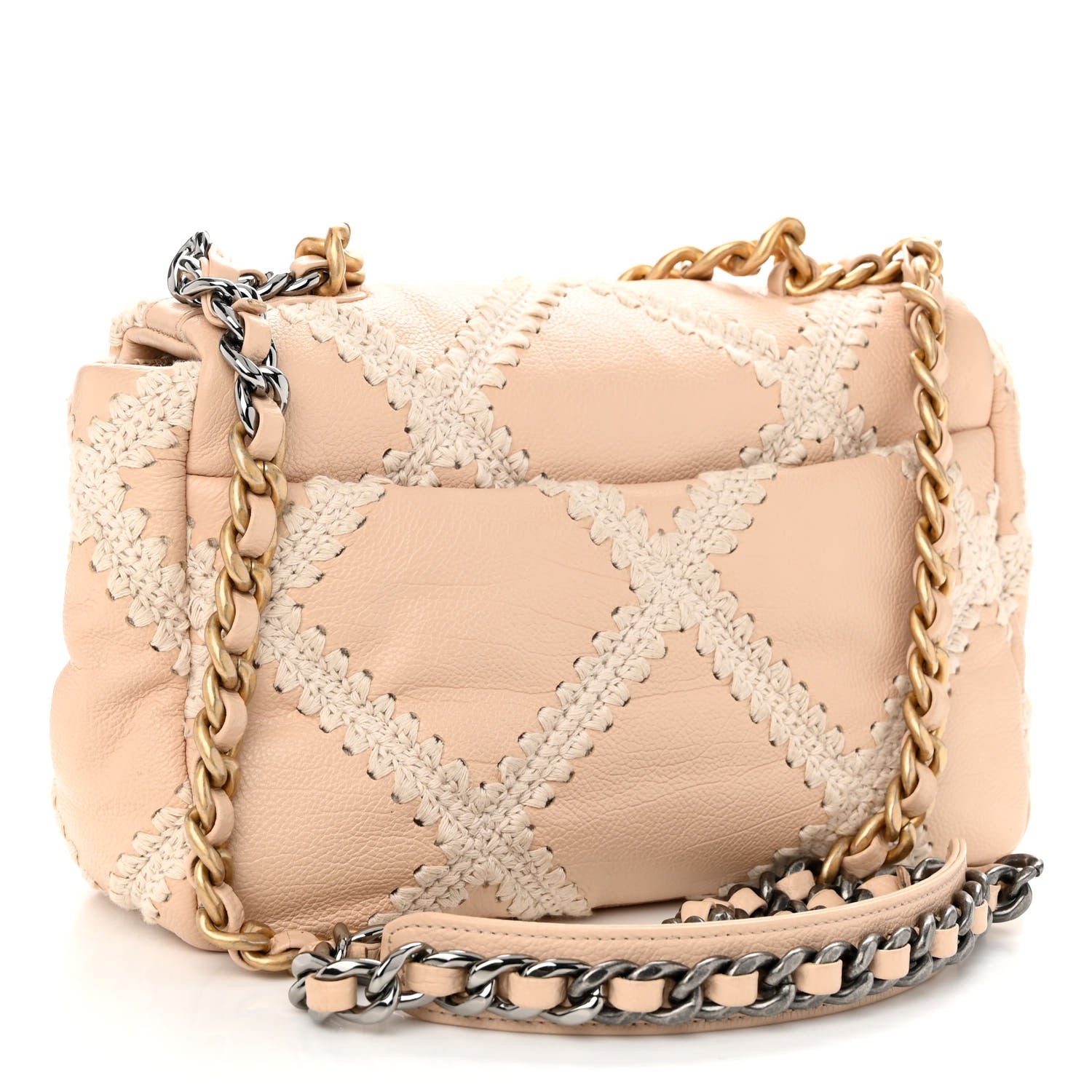 Chanel Calfskin Crochet Medium Chanel 19 Flap Beige 3 of 9